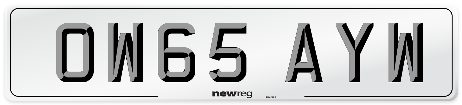 OW65 AYW Number Plate from New Reg